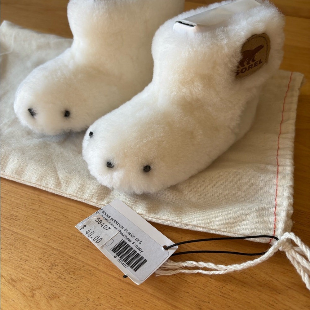 Sorel Infant Polar Bear Paw Booties White Unisex Size 5 Slipper Shoes